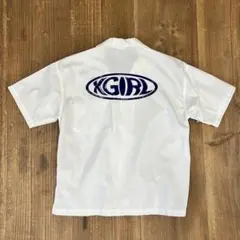 X-GIRL 半袖ボタンシャツ ホワイト WARPLOGOSHIRTのサムネイル
