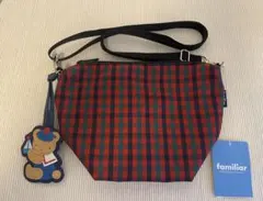 ファミリア　ポシェット　赤　チェック