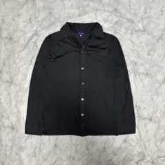 BEAMS 開襟シャツ ブラック 光沢感 ミニマルデザイン M コンパクト