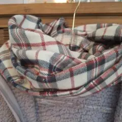 起毛スヌード　マフラー　チェック 　首巻き　軽いマフラー　冬アクセサリー