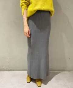 shenery グレー リブ編み ロングタイトスカート