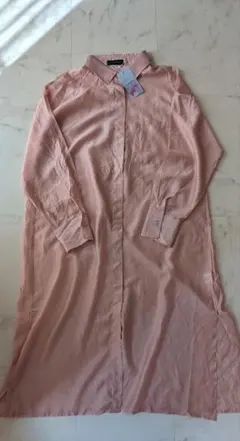 タグ付き未使用品 NINE9U シアーシャツ ワンピース ピンク フリーサイズ