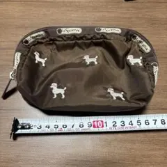 LeSportsac ブラウン ポーチ 犬刺繍