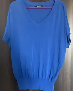 ユナイテッドアローズ　青 Vネック 半袖 トップス　コットン　カットソー