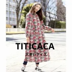 TITICACA チチカカ　大きいサイズ　花柄ワンピース　総柄　長袖ワンピース