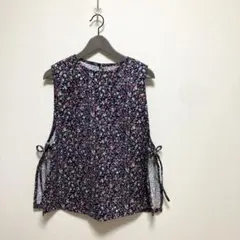 コーデュロイ　小花柄　ベスト　ハンドメイド　ボタニカル柄