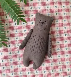 ハンドメイド 布製 くまのぬいぐるみ