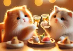 可愛い猫の祝賀シーン