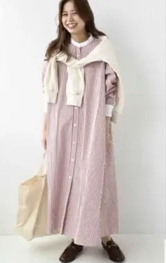 relume ストライプ柄 ロングシャツワンピース サイズF
