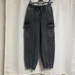 GU カーゴプルオンパンツ GIRLS Sサイズ デニム グレー