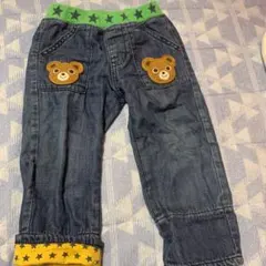 ミキハウス　クマ刺繍デニムパンツ90cm