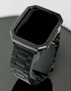 ブラック⭐︎アップルウォッチバンド　ステンレスベルト　Apple Watchカバー