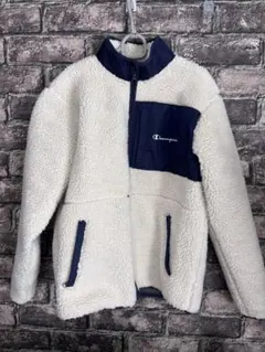 Champion フリースジャケット M アイボリー/ネイビー