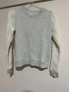 【値下げ】LOWRYS FARM グレー ケーブル編み ニット M