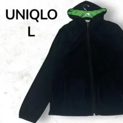 【人気】UNIQLO マイクロフリース ジップアップパーカー L ブラック