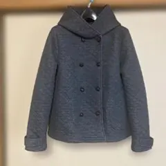 earth フード付きキルティングジャケット グレー