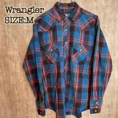 Wrangler ラングラー ウエスタンシャツ 青×赤チェック柄 M