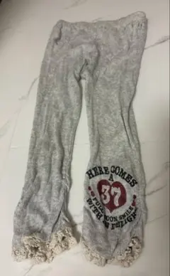 110㎝ グレー 綿100%フリル付き スパッツ レギンス