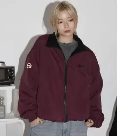 MSGナイロンジャケット フリース　黒　ワインレッド　リバーシブル　ドローコード