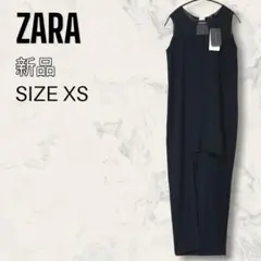 【新品】 ZARA アシンメトリー ヘム ブラック ドレス ワンピース