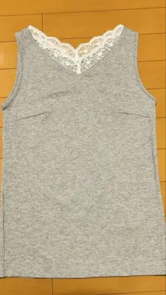 グレーリブタンクトップ M