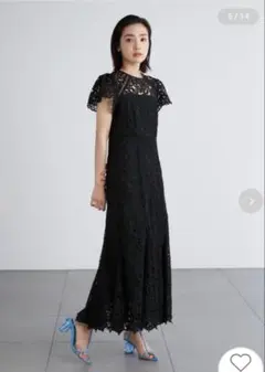 LILY BROWN ブラックレースロングドレス