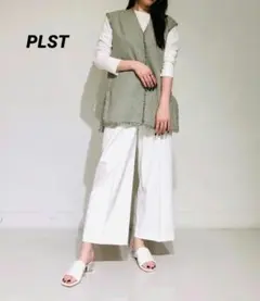 PLST プラステ ツイード ベスト 黄色 Vネック