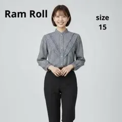 \大きいサイズ/ 2XL 長袖 フリル シャツ ストライプ レディース グレー