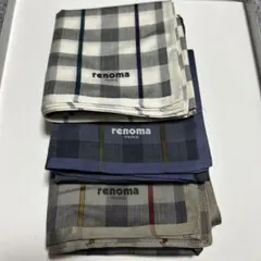 renoma チェック柄ハンカチ 3枚セット