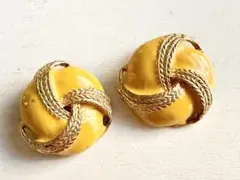 年代物 イエロー 黄色 チェーンデザイン レトロモダン vintageイヤリング