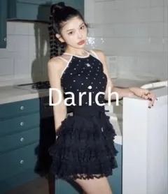 Darich 다리치 볼륨 레이스 플레어 미니 스커트 블랙 블랙
