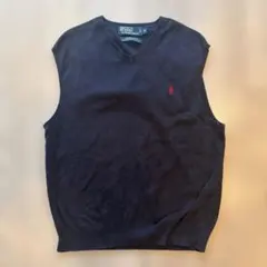 現行 ポロラルフローレン ニットベスト ネイビー XXL QRタグ ポニー
