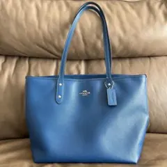 COACH コーチ レザー トートバッグ ブルー シティ A4収納 F58846のサムネイル
