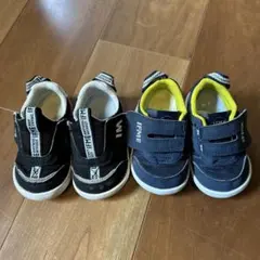 IFME ベビーシューズ スリッポン ブラック ネイビー・イエロー