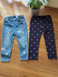 H&M 刺繍デニム92　 西松屋レギンス100