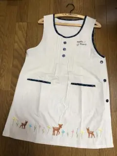 新品　未使用　エプロン　鹿　刺繍　バンビ