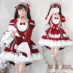 激安価格✨️ローズレッド ロリィタ ワンピース