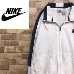 ナイキ　ジップアップジャケット　刺繍コートロゴ　ブルゾン　ポリコットン　白
