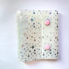 M5サイズ5穴　シール帳　キラキラ　ホワイト　シールバインダー リフィル10枚付