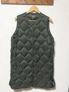 ユニクロウルトラライトダウンロングベスト　オリーブ　L