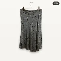 zC1149【2XL（3L）】23区 ひざ丈スカート ロング ドット柄 グレー系のサムネイル
