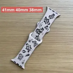 ❣️高品質シリコン素材❣️Apple Watchバンド蝶々柄 ベージュ