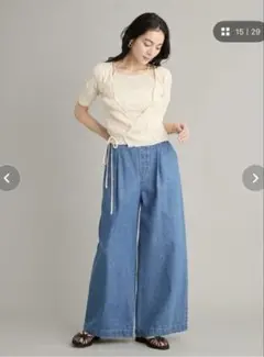 ウエストゴムワイドイージーデニムパンツのサムネイル