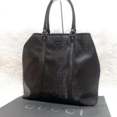 美品 GUCCI GG インプリメ レザー PVC トートバッグ 黒　男女兼用