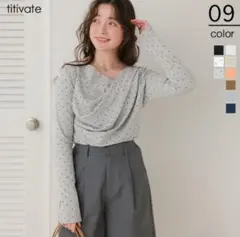 【新品未使用】titivate オフショルダーロングスリーブTシャツ　ドット2のサムネイル