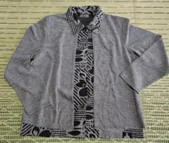 シニア重ね着風長袖シャツ グレー・ブラック