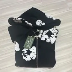 デニムティアーズジップアップパーカー 黒