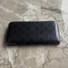 GUCCI グッチ 長財布 ラウンドファスナー GG柄 ブラック レザー