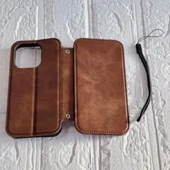 ★iPhone14pro ケース ブラウン 手帳型 カード収納 カバー