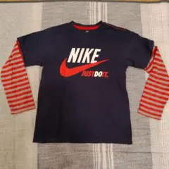 NIKE 長袖カットソー 重ね着風 ネイビー レッド